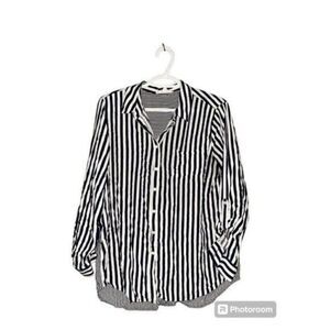 Striped Irregular Button Up Dress Shirt
